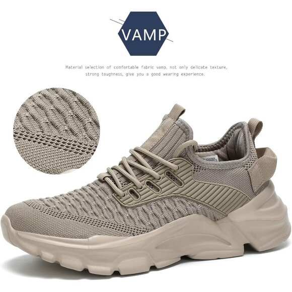 ⚡Men\'s Khaki Breathable Lightweight Slip Resistant Athletic Gym Work Shoes main image 5